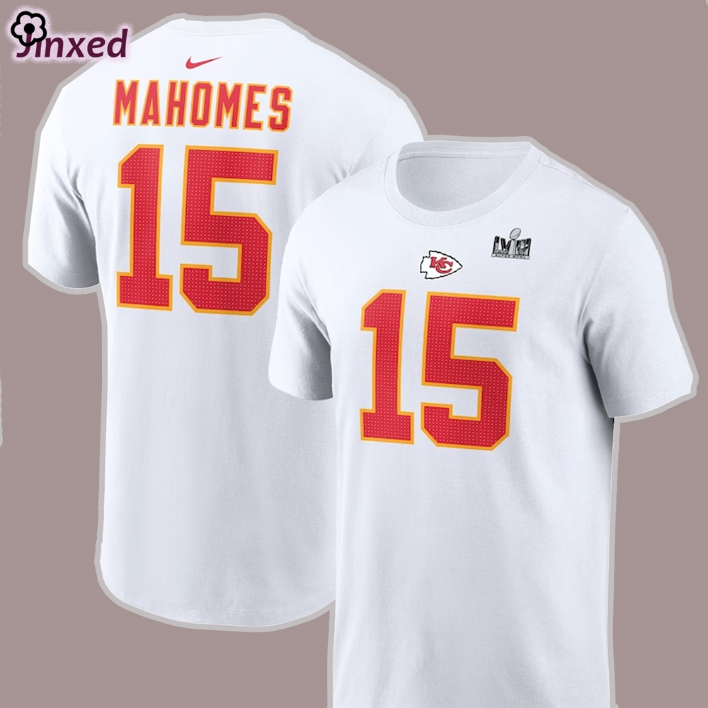 Patrick Mahomes Kansas City Chiefs Nike Super Bowl Lviii Patch Player Name And Number T-shirt 